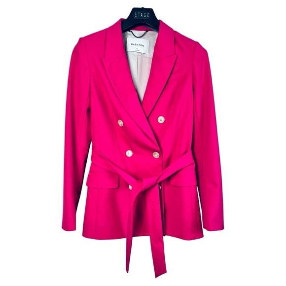 NWOT aritzia babaton samuel belted Double Breasted blazer Fuchsia Pink Women 0 - Picture 1 of 16